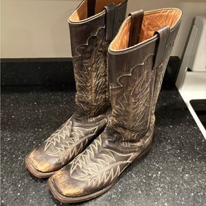 Stetson Dark Brown Western Boots with Tan Accents